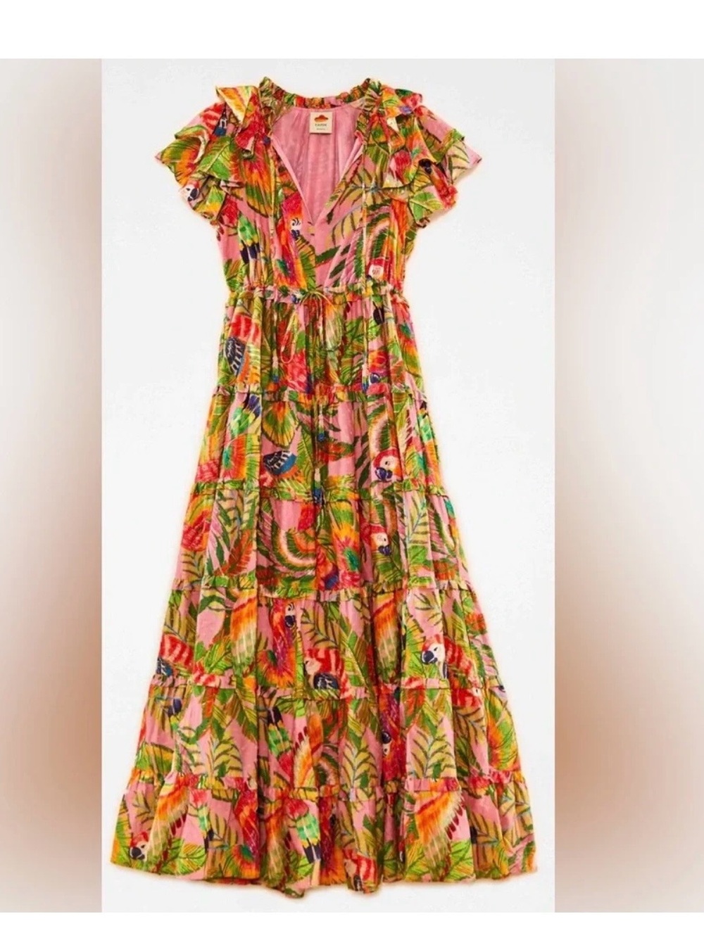 FARM Rio Pink Tropical Parrot Print Dress - Picture 1 of 6